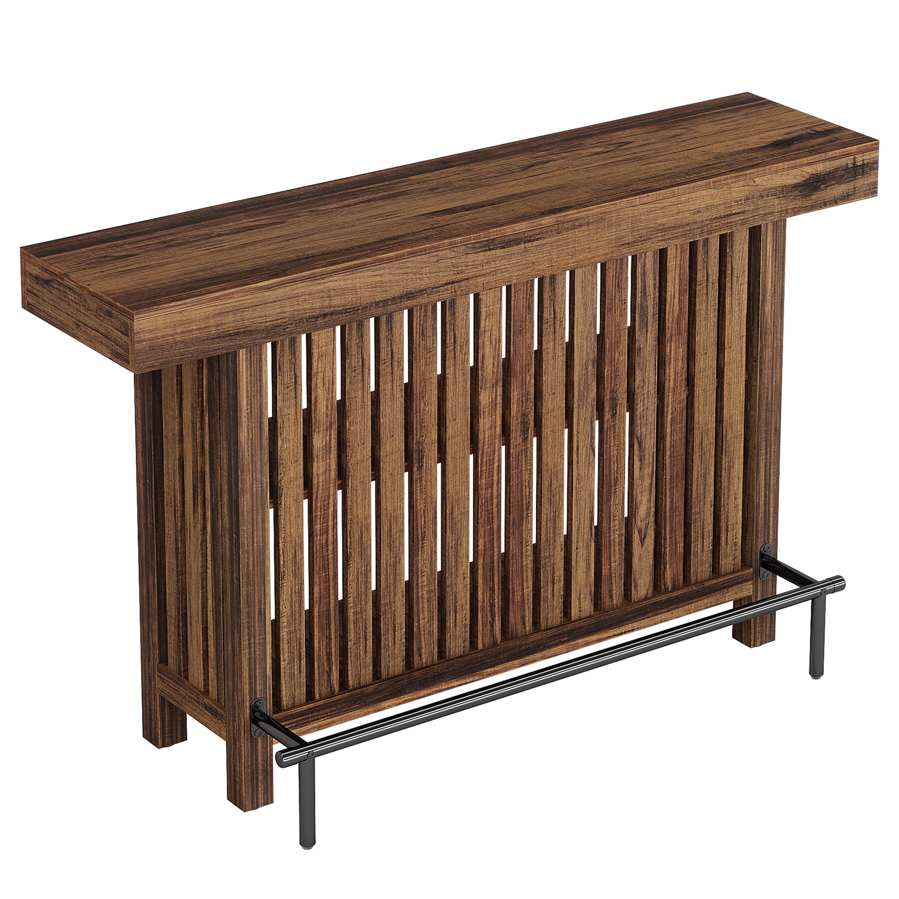 Home Bar Unit, Modern 2-Tier Bar Table With Footrest_voghion.com